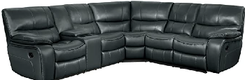 Homelegance Pecos Charcoal Leather Gel Match 3-Piece Reclining Sectional with Console